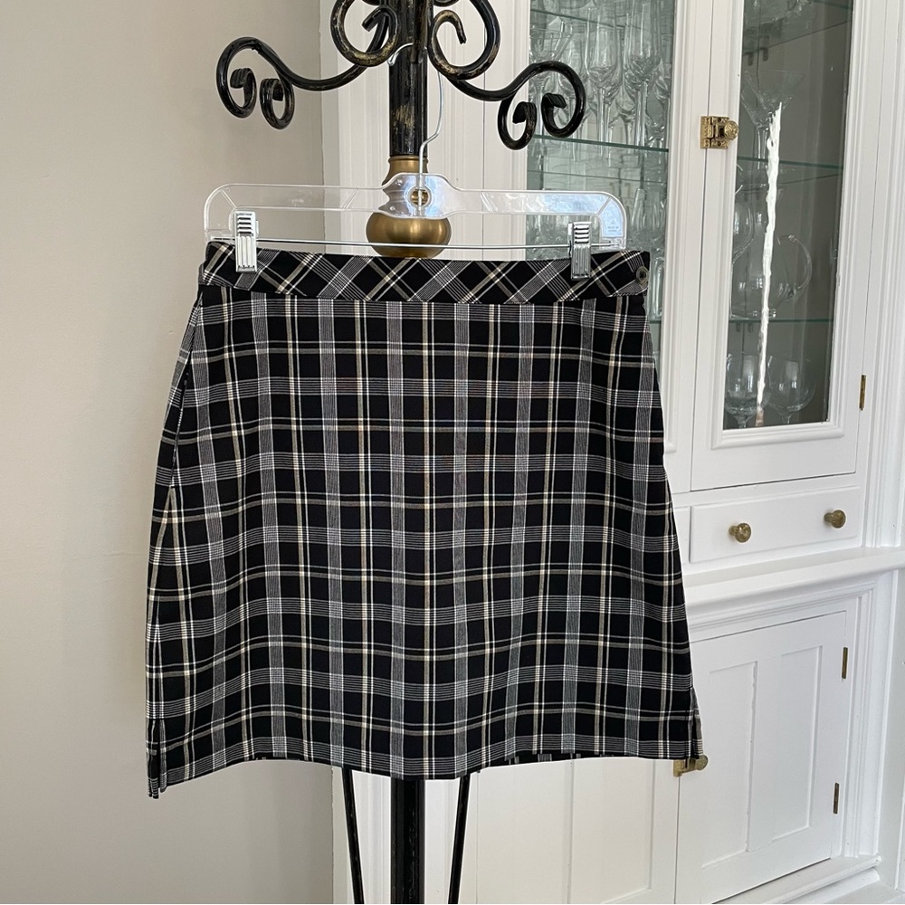 EP Pro Golf Skort Womens 4 Black Tan White Plaid Pockets Golfer Outdoors Casual